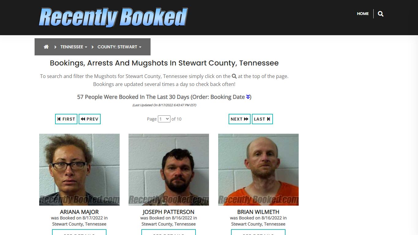 Bookings, Arrests and Mugshots in Stewart County, Tennessee